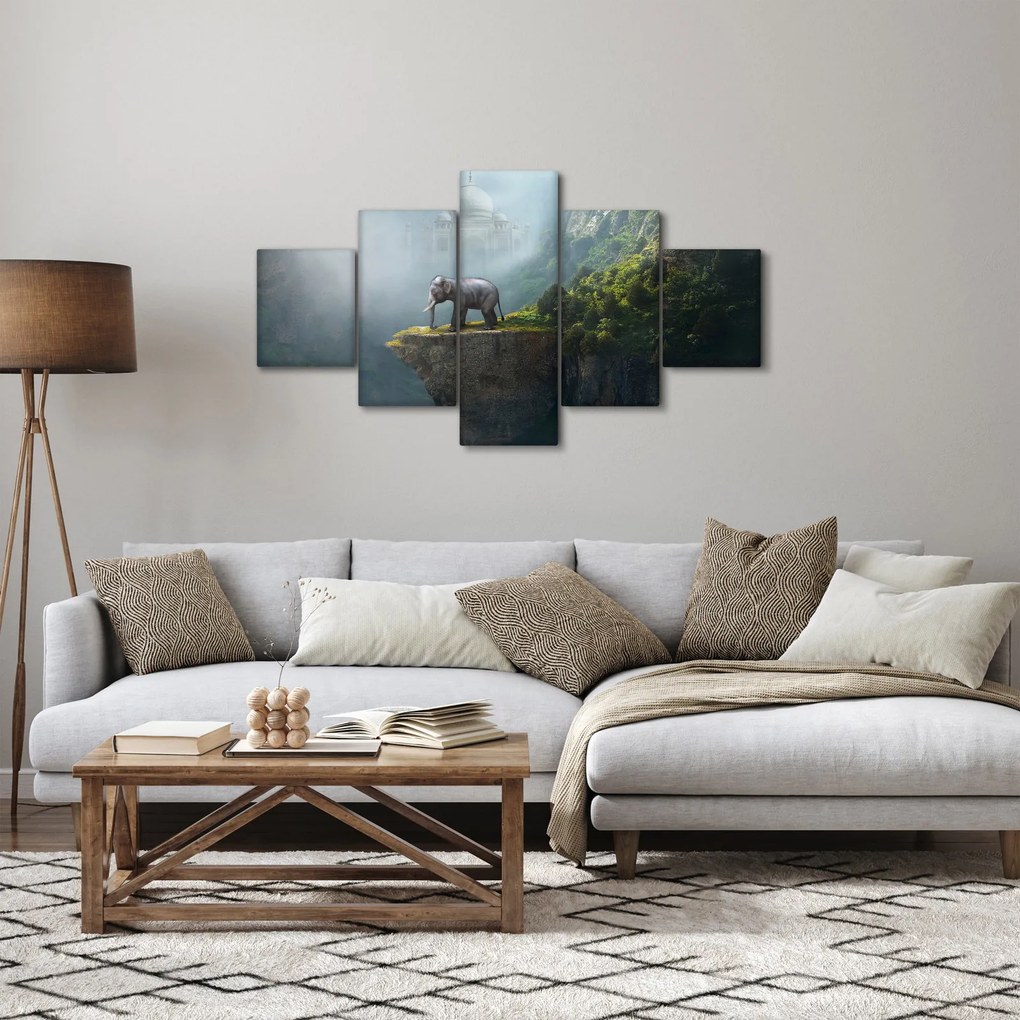 Obraz - Słonie na szczycie Tadż Mahal (125x70 cm)