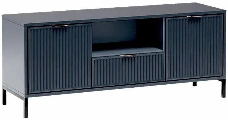 Lamelowa szafka rtv w kolorze indigo K7-L71