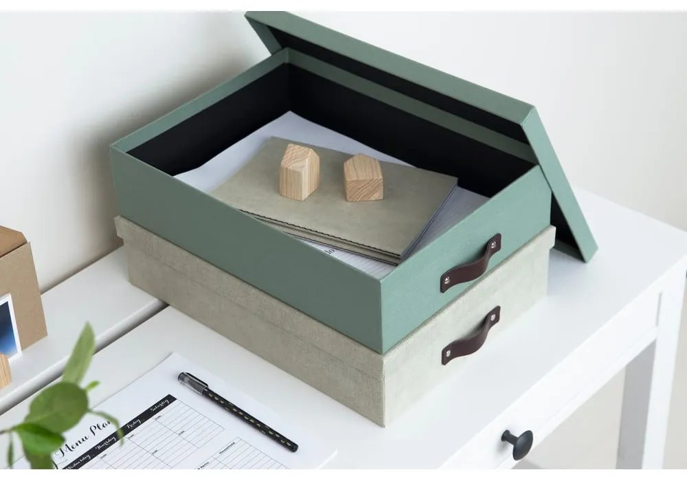 Zielony kartonowy organizer na dokumenty Oskar Canvas Paper Laminate – Bigso
