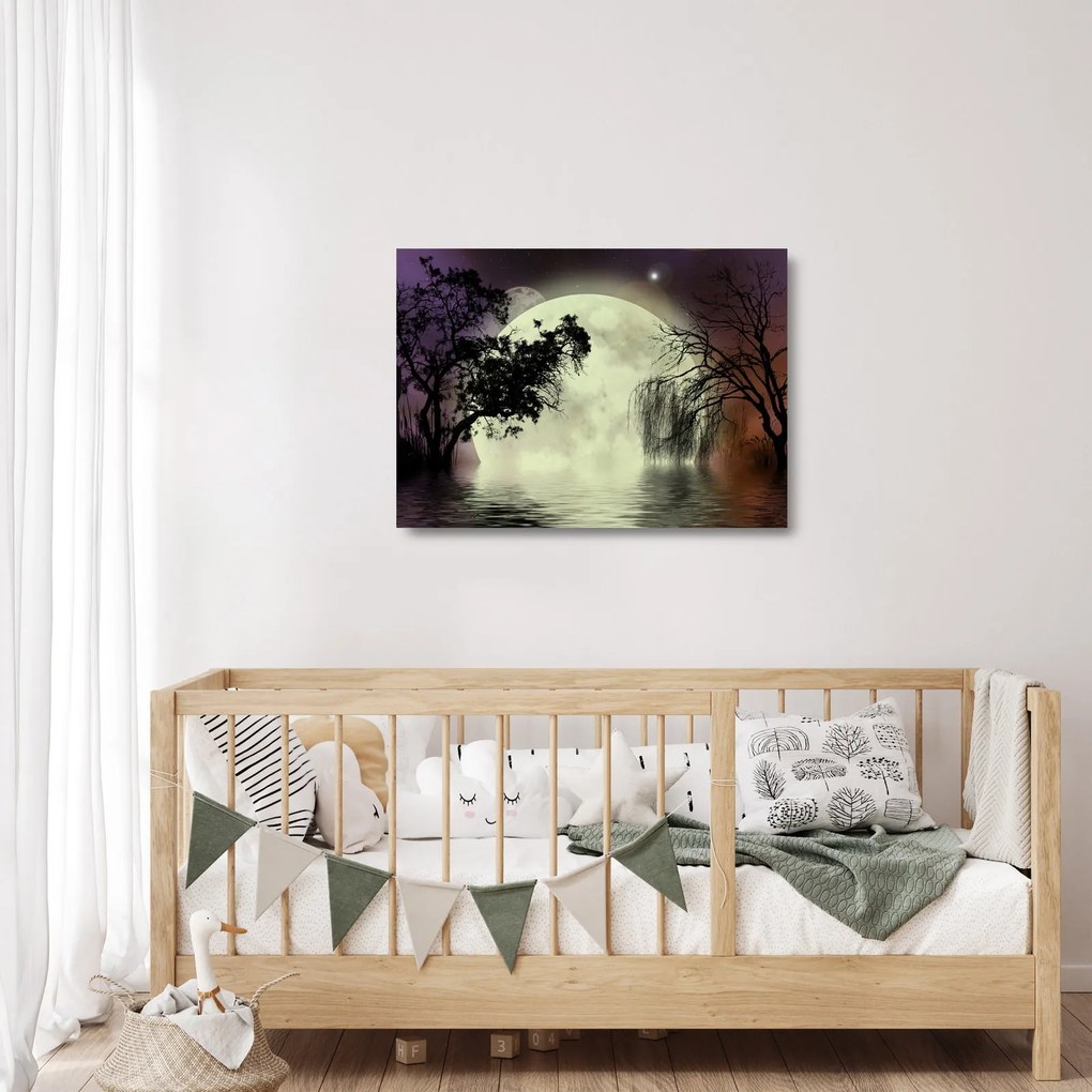 Obraz na szkle - Księżyc w pełni nad powierzchnią (70x50 cm)