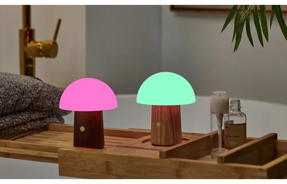 Biała/w ciemnym naturalnym kolorze lampa stołowa LED (wysokość 12,5 cm) Alice Mushroom – Gingko