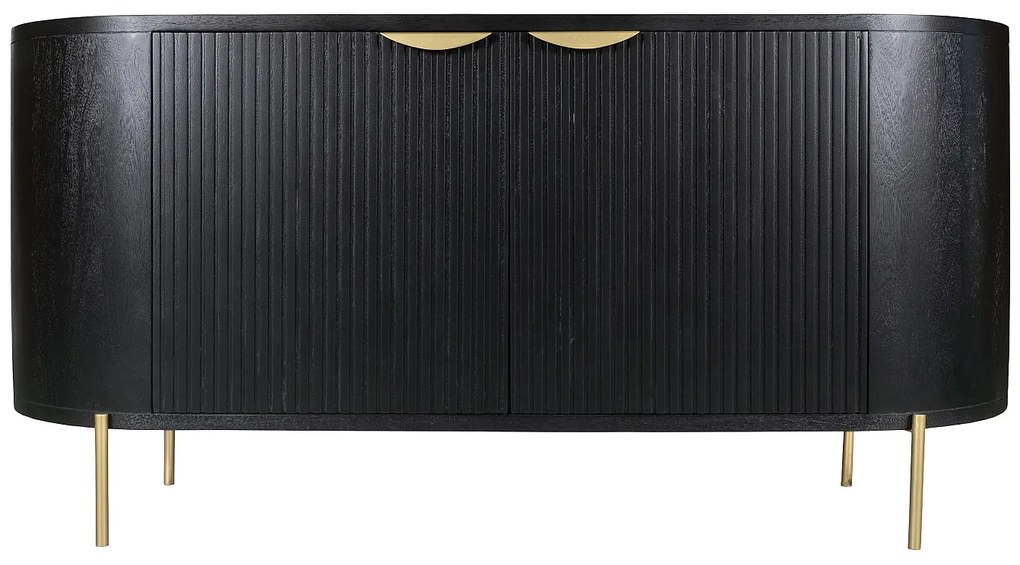Komoda 2-drzwiowa z drewna mangowca i złotego metalu - Czarny - NEVILI marki Maison Céphy