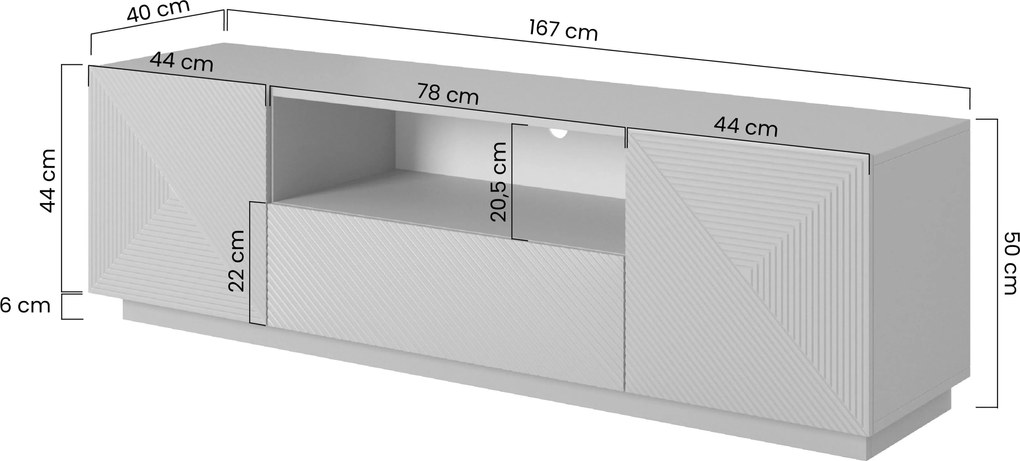 Szafka RTV Asha 167 cm z szufladą i wnęką - artisan / czarny mat