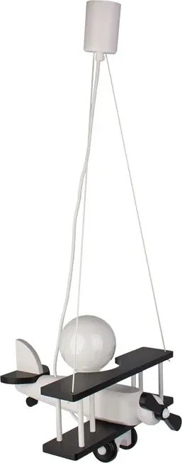 Biało-czarna lampa wisząca dla dzieci samolot - 6X S199 H0-W07