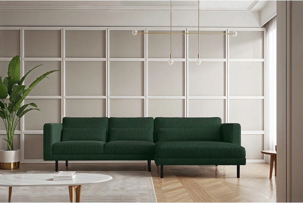 Narożnik w kształcie L Dani L, tkanina Poso, Zielony, Prawy