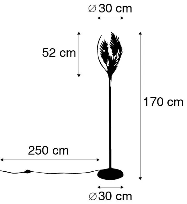 Lampa stojąca w stylu vintage złota 70 cm - Botanica Rustykalny / Vintage Oswietlenie wewnetrzne