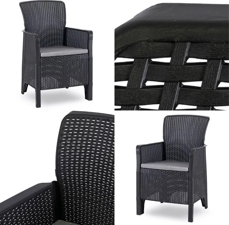 Zestaw mebli ogrodowych dla 6 osób Castello 69 z rozkładanym stołem 160-260 cm, orzech/czarny