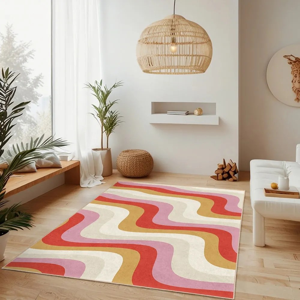 Żółto-różowy dywan odpowiedni do prania 120x180 cm Creamy Raspberry Swirl – Mila Home