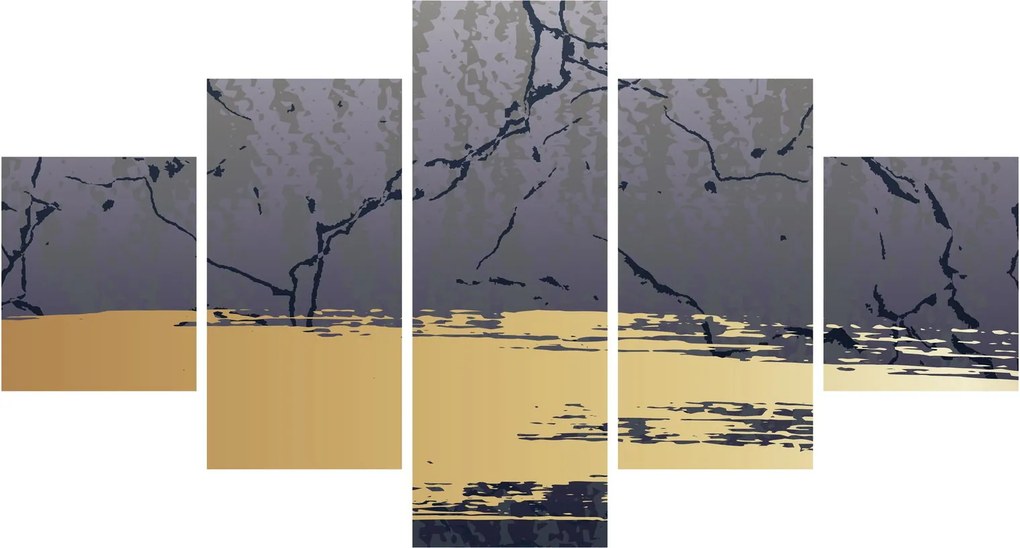 Obraz - Niebiesko-złota abstrakcja N⁰1 (125x70 cm)