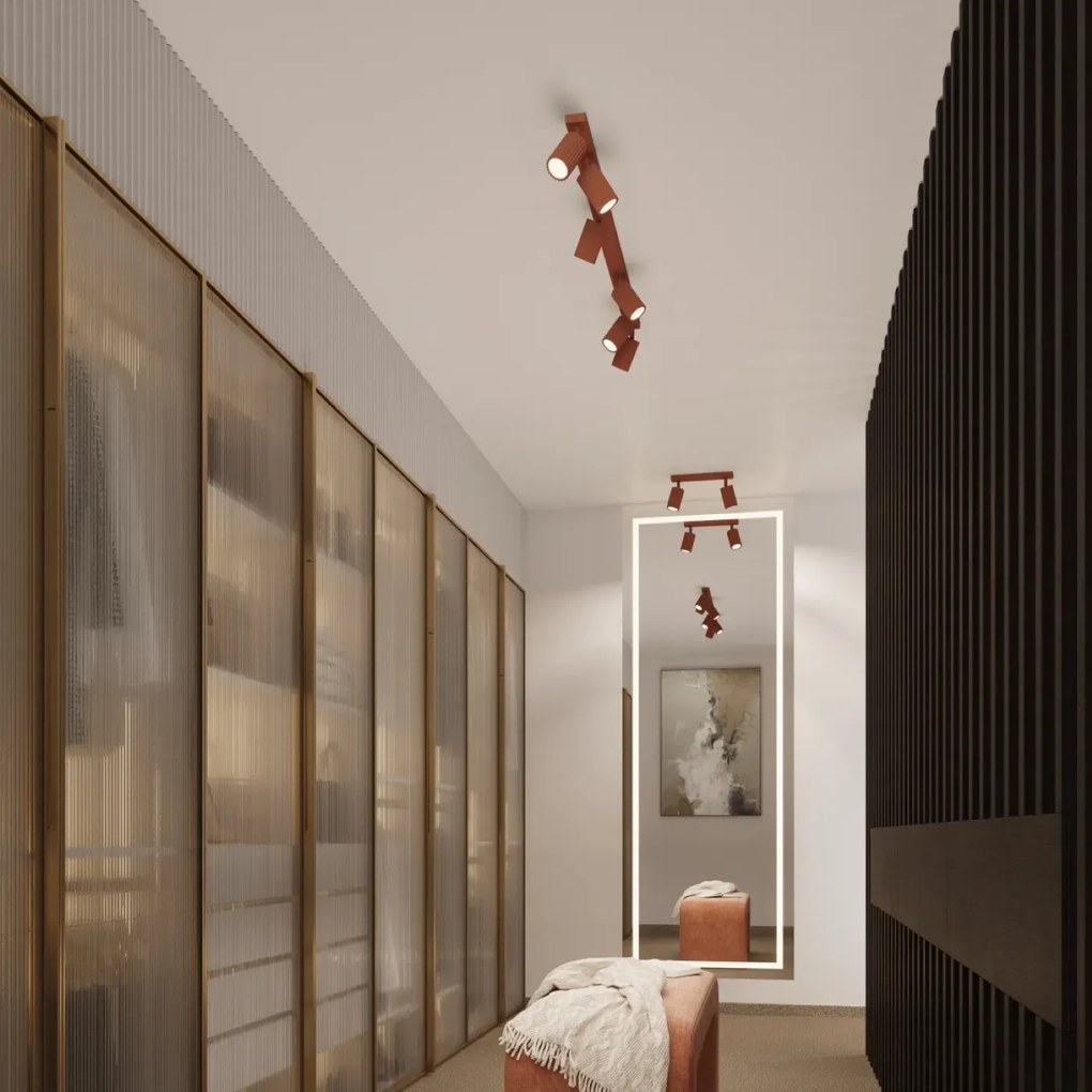 Plafon czteropunktowy KARBON 4 ochra czerwona kwadratowy SOLLUX LIGHTING
