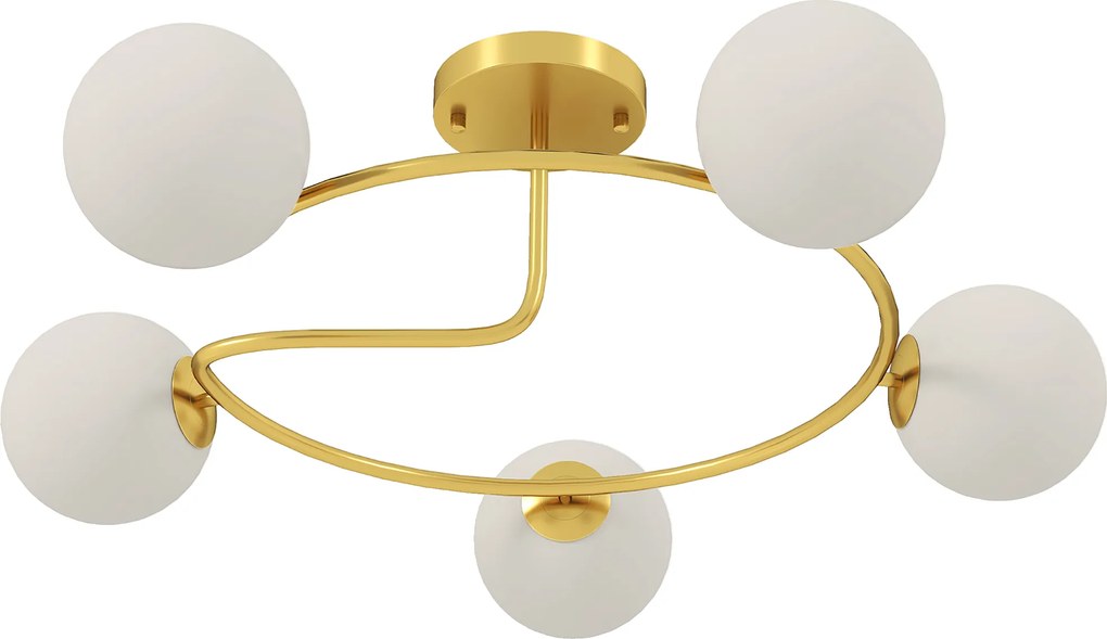 HOMCOM Lampa sufitowa 20 W z 5 gniazdami G9, elegancki złoto-biały wygląd, bez żarówek | Aosom PL