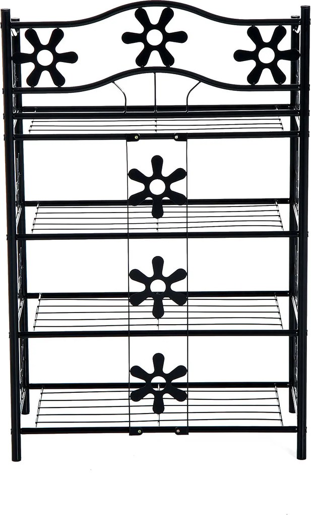 HOMCOM Szafka regał półki metalowa Czarna elegancja Idealna na rośliny 59.5x30x92cm | Aosom PL