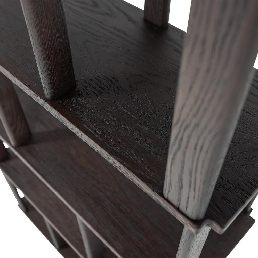 Ciemnobrązowy regał z litego drewna dębowego 90x186x30 cm Riss – WOOOD