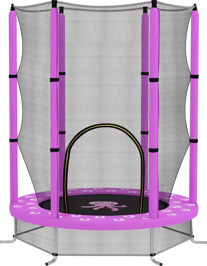 AIYAPLAY Trampolina dla dzieci z siatką bezpieczeństwa, do użytku wewnętrznego i zewnętrznego, 3-6 lat, Fioletowy