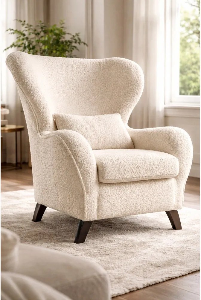 Beżowy fotel uszak Miuform Miuf