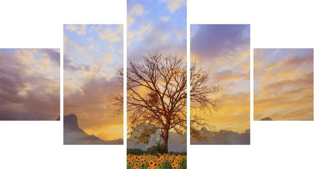 Obraz - Pejzaż ze słonecznikami (125x70 cm)