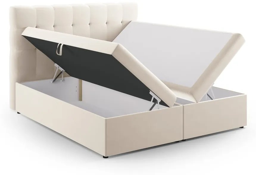 Beżowe łóżko boxspring ze schowkiem 160x200 cm Bali – Cosmopolitan Design