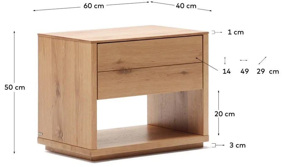 Szafka nocna w dekorze dębu Alguema – Kave Home
