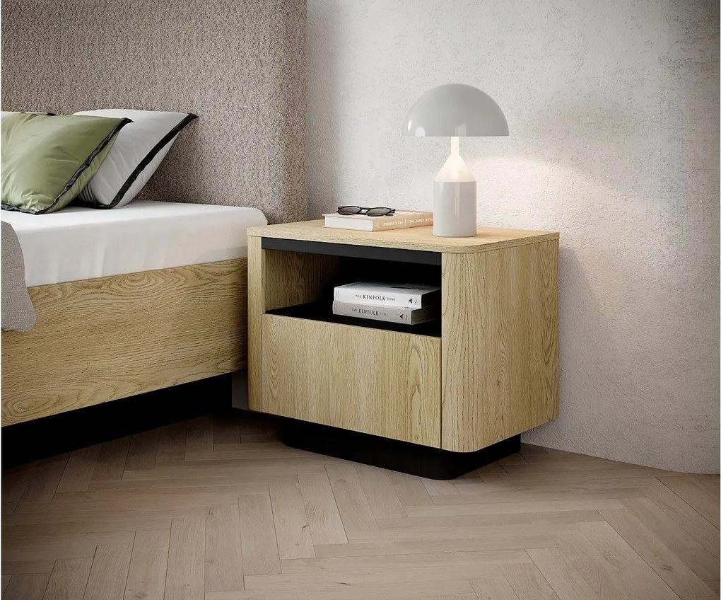 Stolik nocny, dąb cremona, 63,2 x 50,5 x 38,1 cm