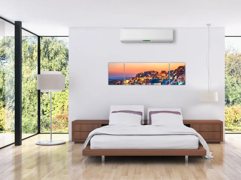 Obraz - Santorini o zmierzchu (170x50 cm)