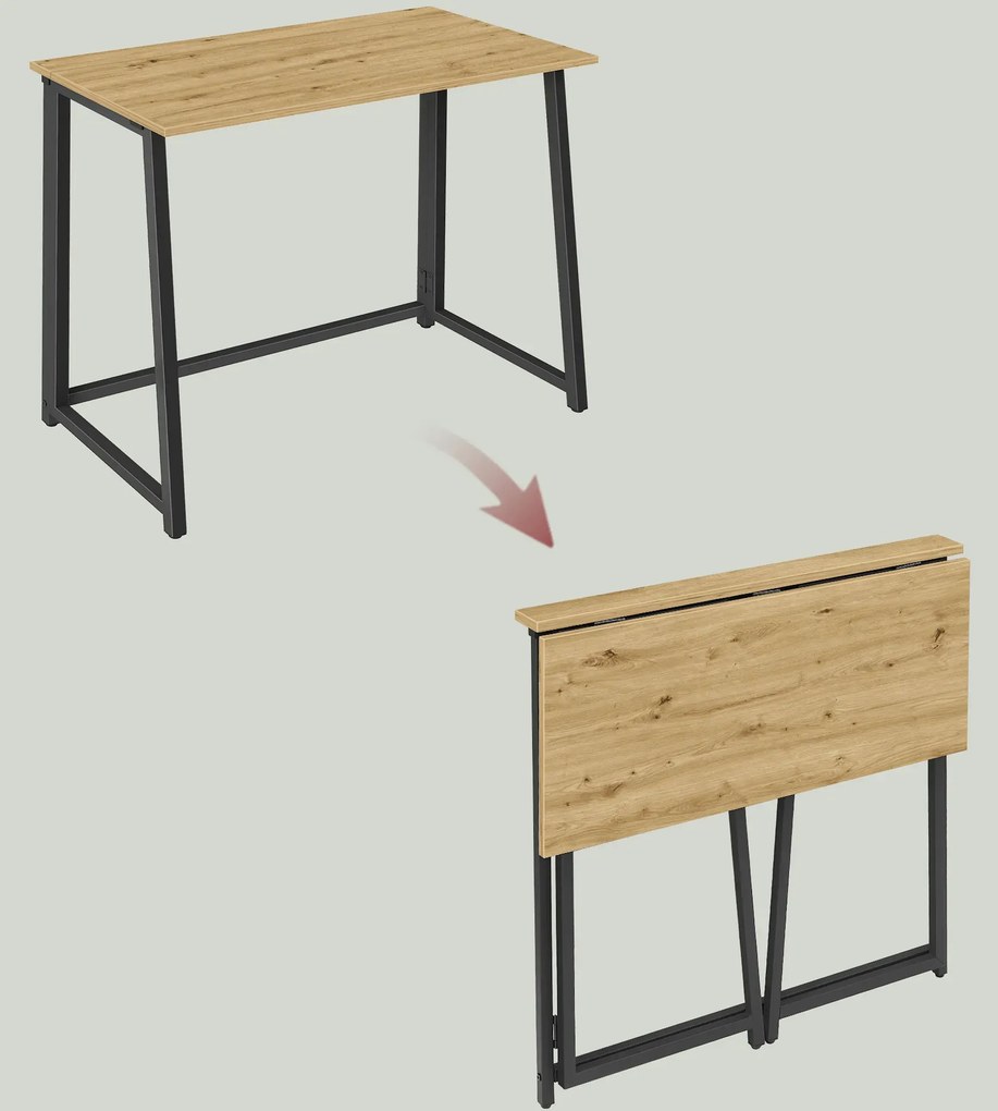 Składane biurko pod laptopa dąb artisan + czarny D7-K37