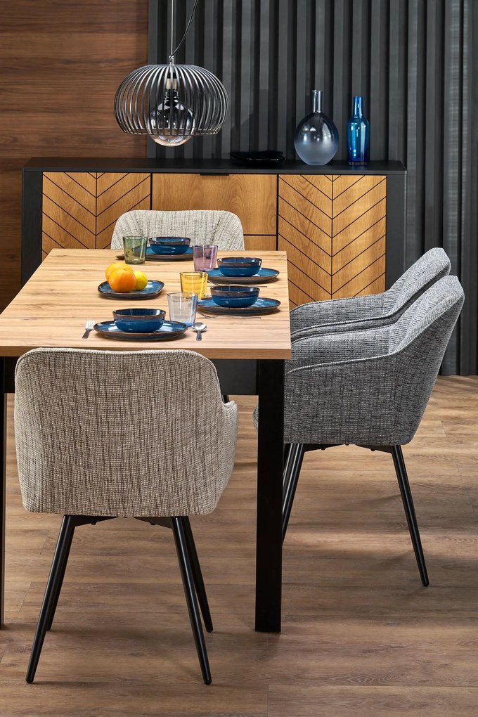 Stół kwadratowy rozkładany płyta dąb artisan/czarny 80-200/80/76 cm QUBIK