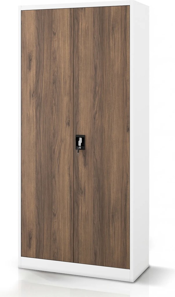 Szafa na dokumenty biurowa metalowa biała / orzech: Eco Design JAN H 900 x 1950 x 400 mm