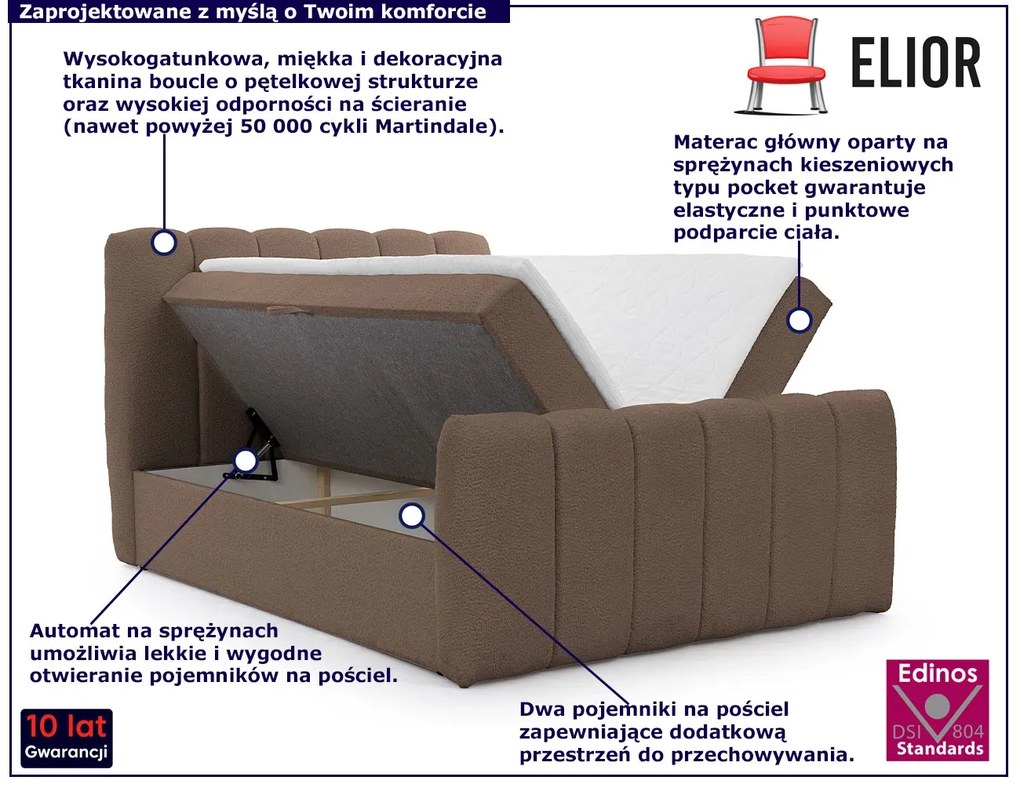 Brązowe łóżko kontynentalne chmurka N9-L01