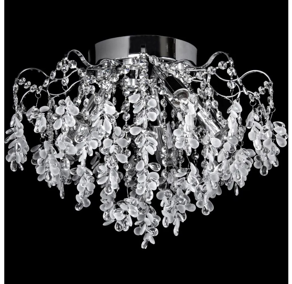 Lampa sufitowa natynkowa LED 4xE27/60W/230V + 4xLED/3W, śr. 40 cm, chrom błyszczący