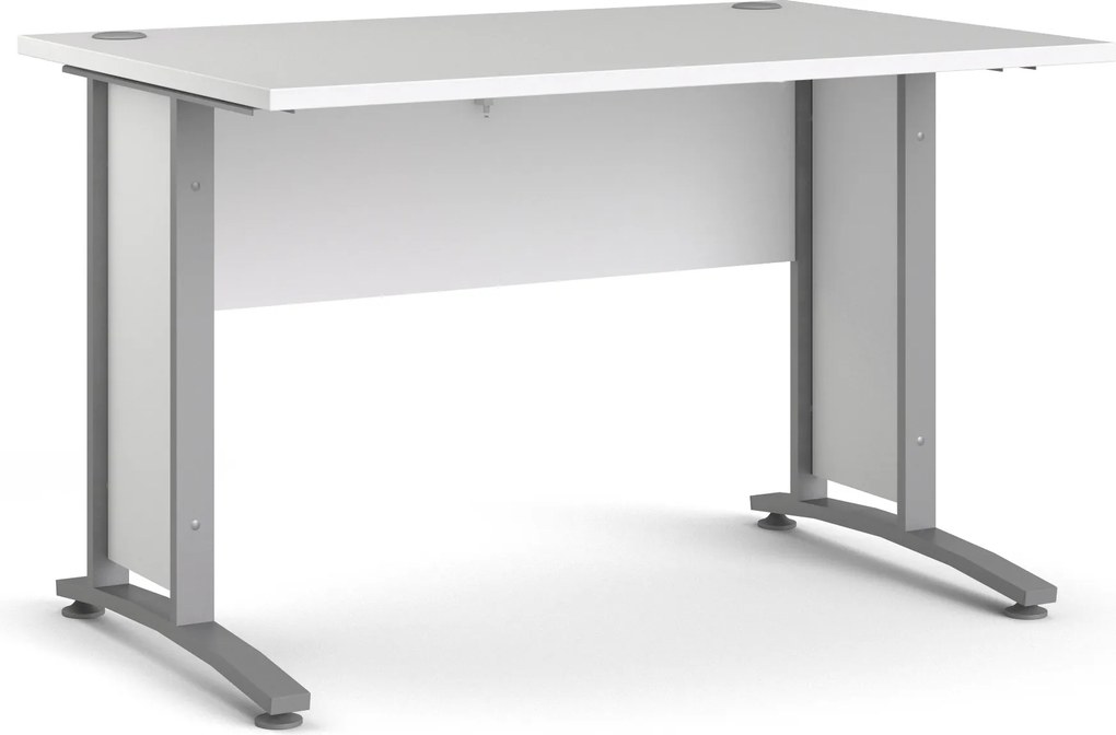Biurko proste Prima biały 120 szare nogi