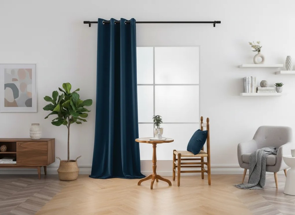 Zasłona zaciemniająca DREAM VELVET 140x250 cm, naftowy Zawieszanie: Metalowe pierścienie