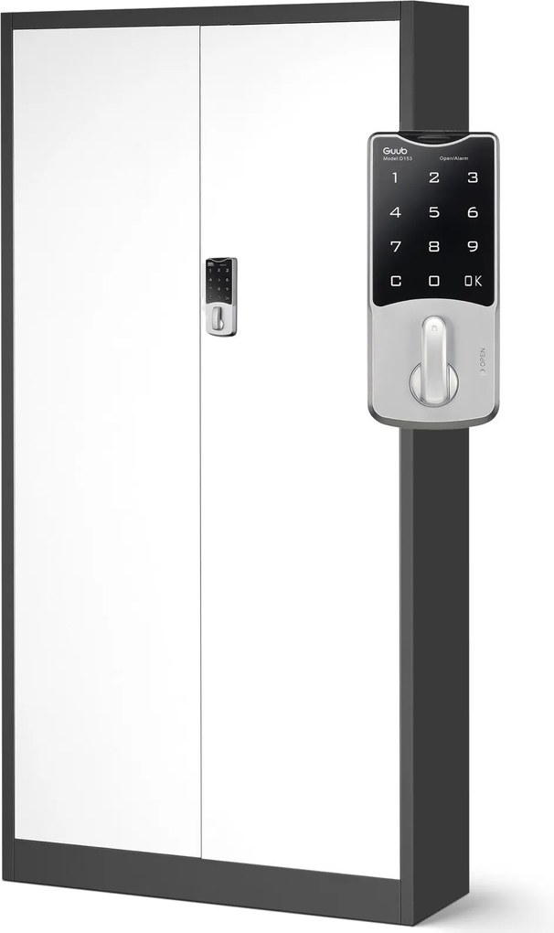 Szafa biurowa na akta otwierana na szyfr 90x40x185 cm Daniel antarcyt/biały