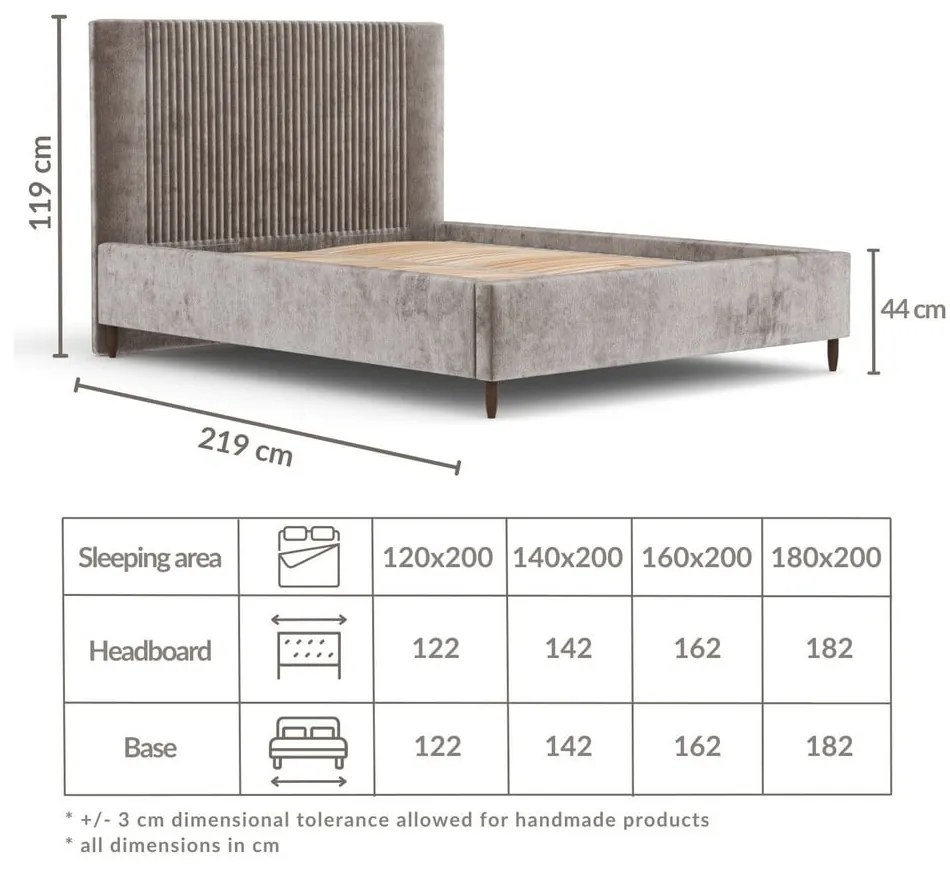 Ceglaste tapicerowane łóżko dwuosobowe ze schowkiem ze stelażem 140x200 cm Etero – Maison de Rêve