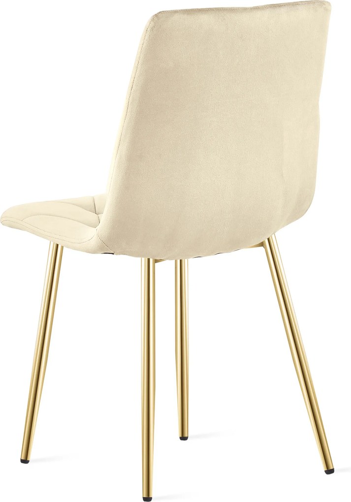 Jasnobeżowe aksamitne krzesło do jadalni LIBRA ze złotymi nogami