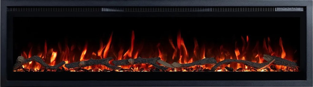 Kominek elektryczny REGAL 152 - ogień premium - na ścianę i do zabudowy - 152x35x12 cm - kominek LED z grzaniem 900/1800 W