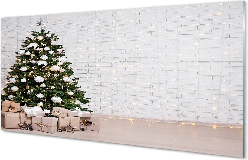 Szklany Panel Świąteczny Las Prezentów