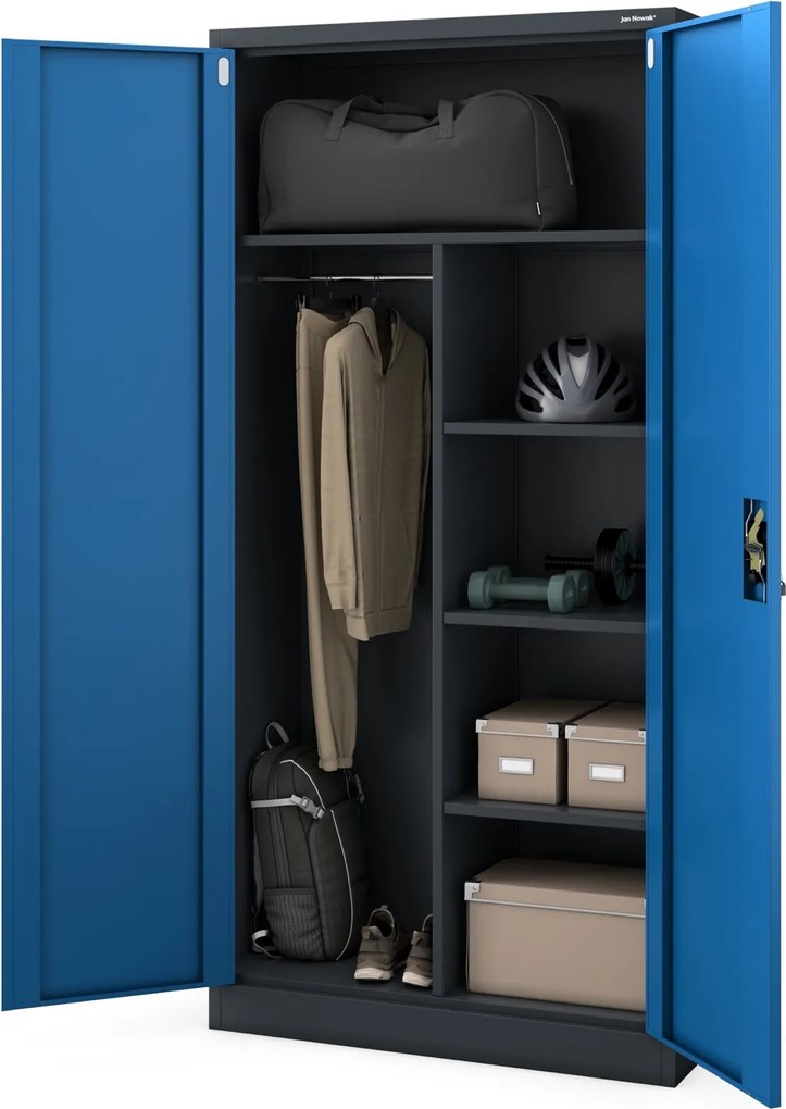 Socjalna szafa ubraniowa Dawid 90x45x185 cm, antracyt/niebieski