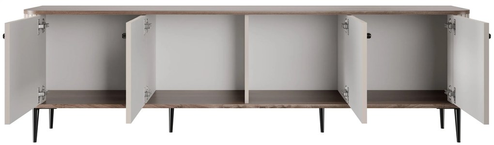 Szafka RTV Vesper 4D 187 cm - kaszmir / orzech / czarne nogi