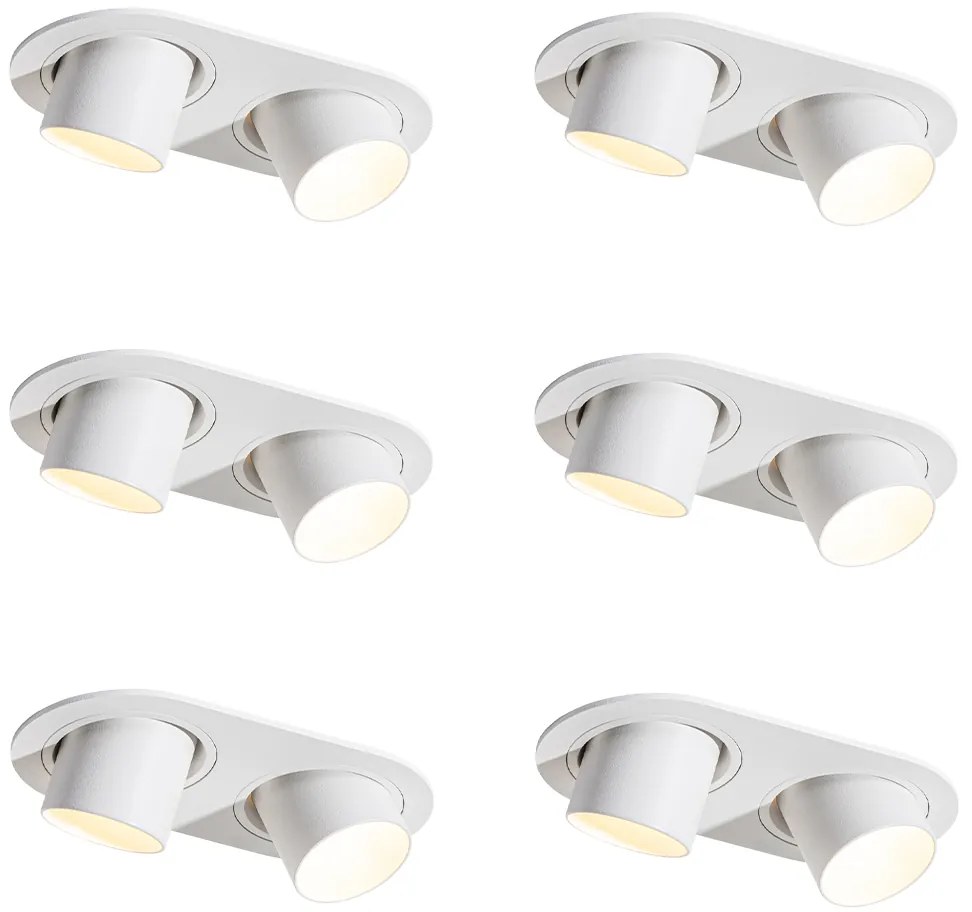Set van 6 inbouwspots wit GU10 35mm kantelbaar 2-lichts - Installa Nowoczesny Oswietlenie wewnetrzne