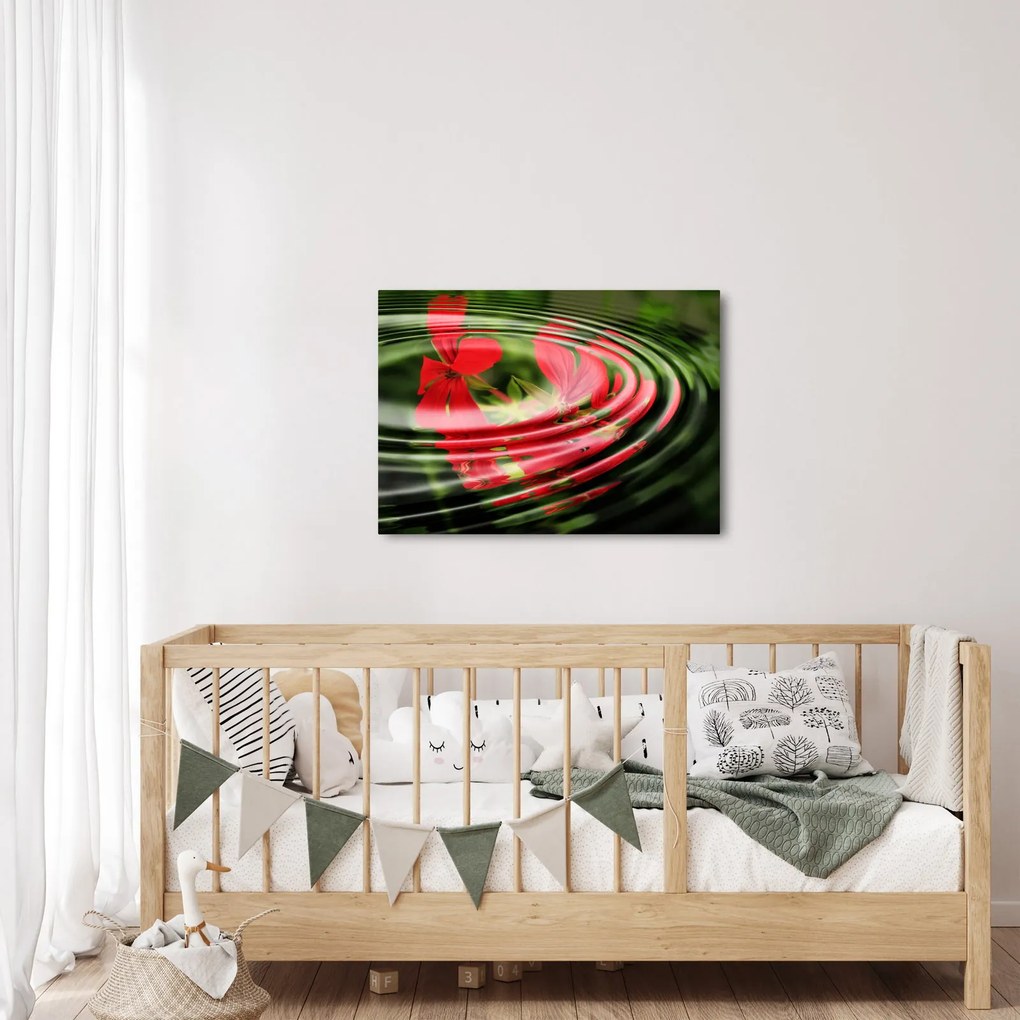 Abstrakcyjny obraz - kwiaty w falach (70x50 cm)