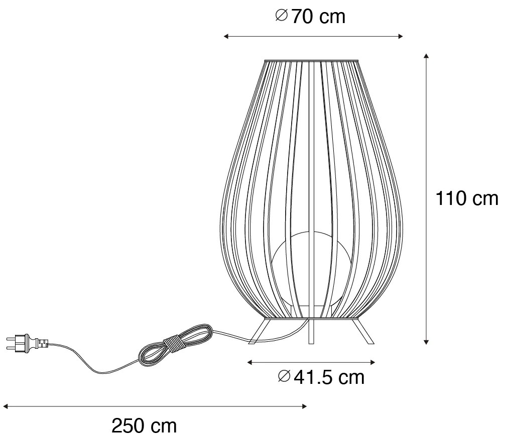 Designerska lampa podłogowa czarna z opalinem 110 cm - AngelaDesignerski Oswietlenie wewnetrzne