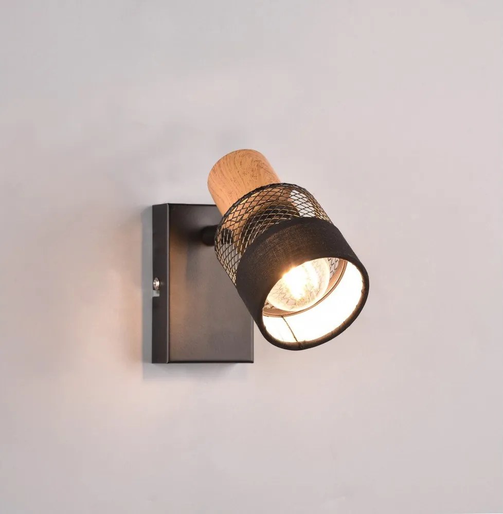 Czarno-naturalny kinkiet ø 7 cm Nandini – Trio