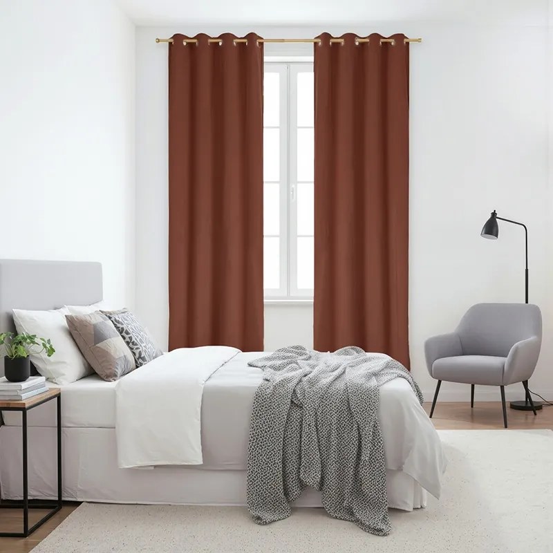 Zasłona gotowa welurowa na przelotkach 140x250 BRĄZOWA Virella