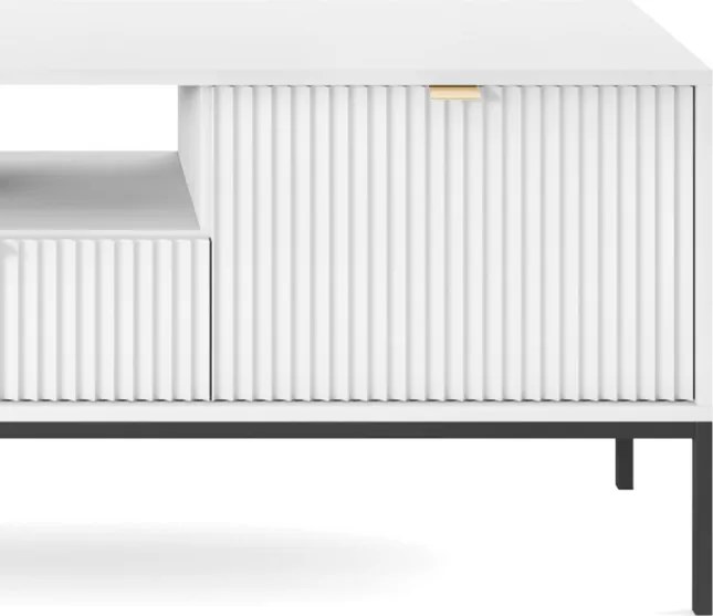 NAYA Szafka RTV 154 biała | czarny stelaż