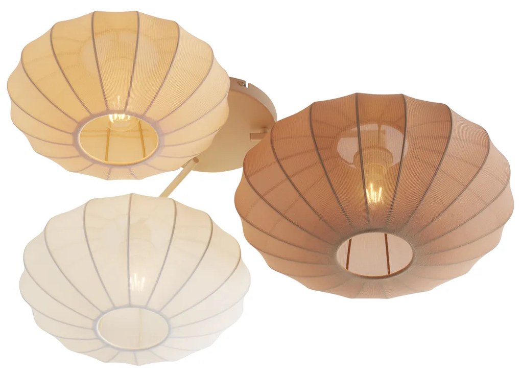 Lampa sufitowa Japandi biała z beżem i brązem 3-źródła światła - Multi BidaJapandi Oswietlenie wewnetrzne