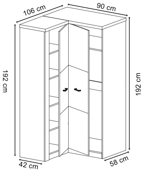 Garderoba Narożna Biały Kraft K2-B93