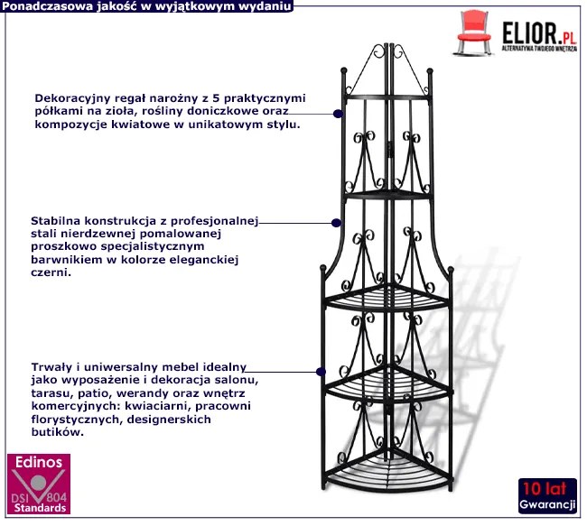 Czarny metalowy kwietnik W2-T08