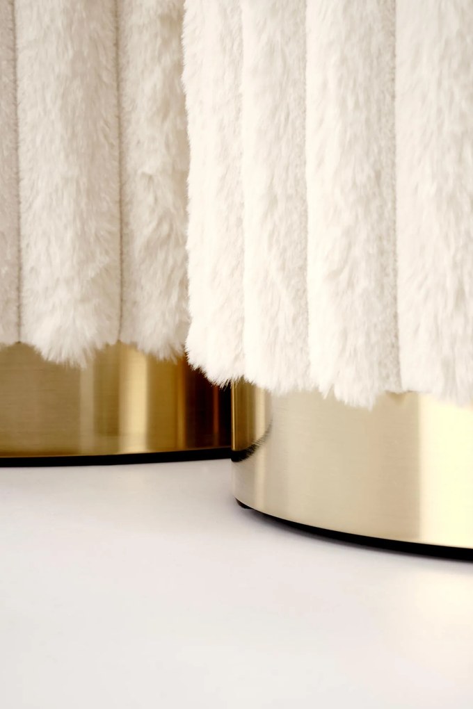 Pufy, zestaw 2 sztuk kremowo/złote FIDO ze schowkiem, plusz