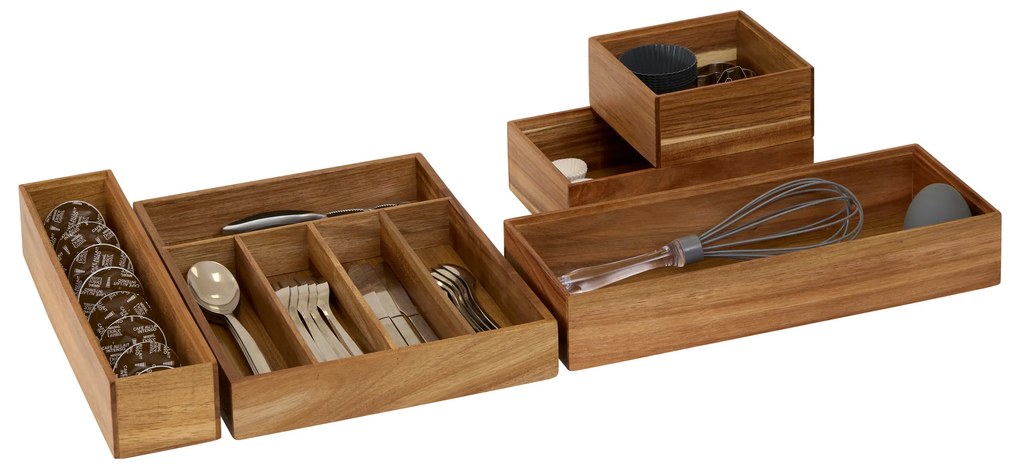 Podłużny drewniany organizer TIDY SMART, 8 x 38 x 7 cm
