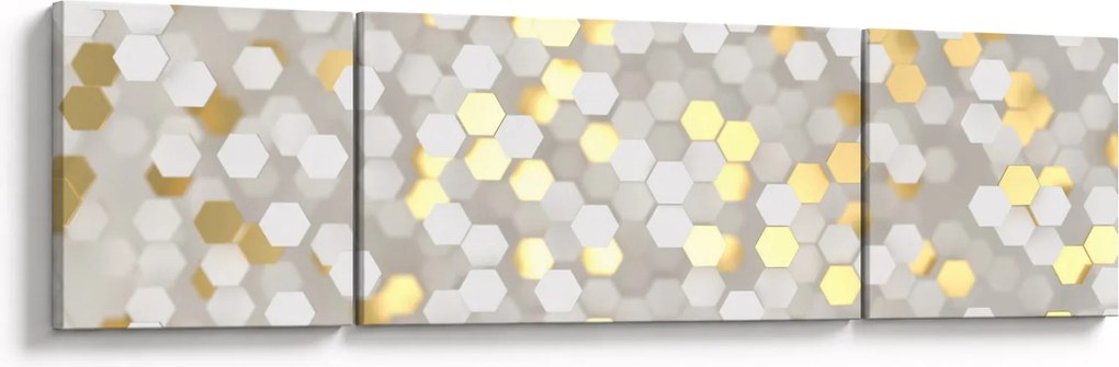Obraz - Złoto - białe sześciokąty (170x50 cm)